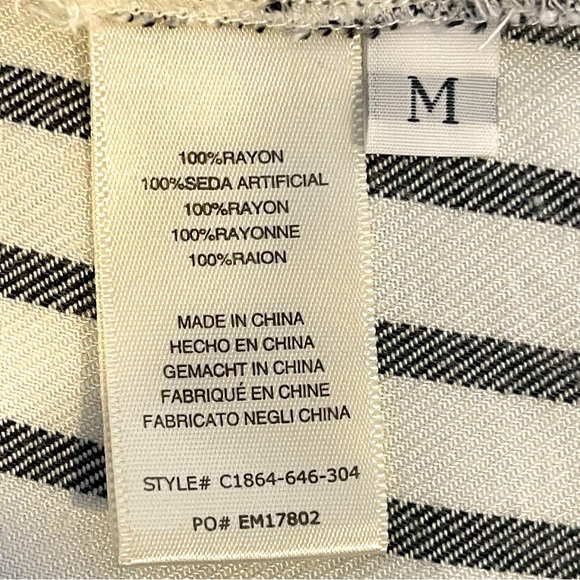 Cloth & Stone / Anthropologie Striped Back Buttoned Fringe Hem Bell Sleeve Top - Picture 10 of 11